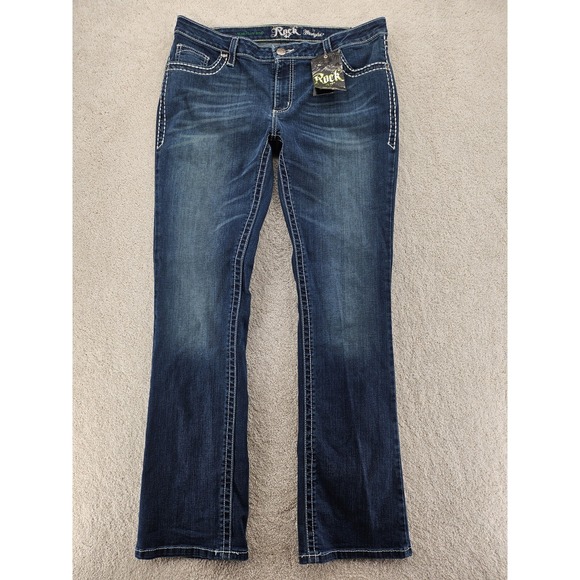 Wrangler Denim - Wrangler Rock 47 Womens Ultra Low Rise Bootcut Jeans Dark Wash 32x34 NWT